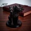 Dark Fantasy Room Accessories Three-Headed Dog Figurine, Gothic Mythology Animal Statue, 3D Printed Niche Art Ornaments Halloween Ornament for Desktop