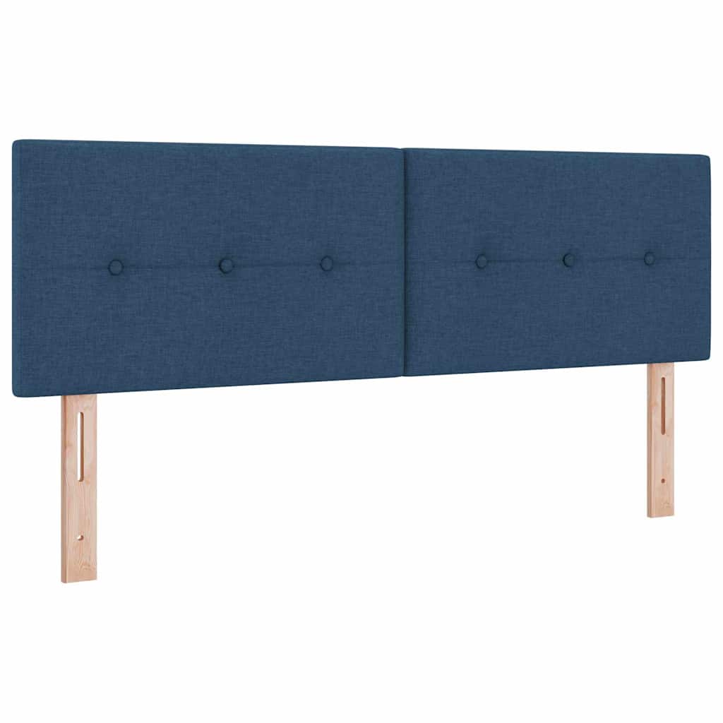 Box Spring Bed with Mattress and Headboard Blue 140 x 190 cm Fabric