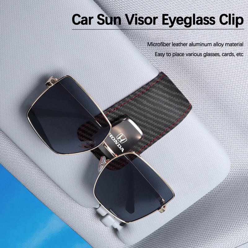 AAADL1 Car Sun Visor Eyeglass Clip Holder Leather Glasses Hanger For Honda CRZ Accord Civic FIT Insight CRV Jazz HRV Vezel 5th City CRX