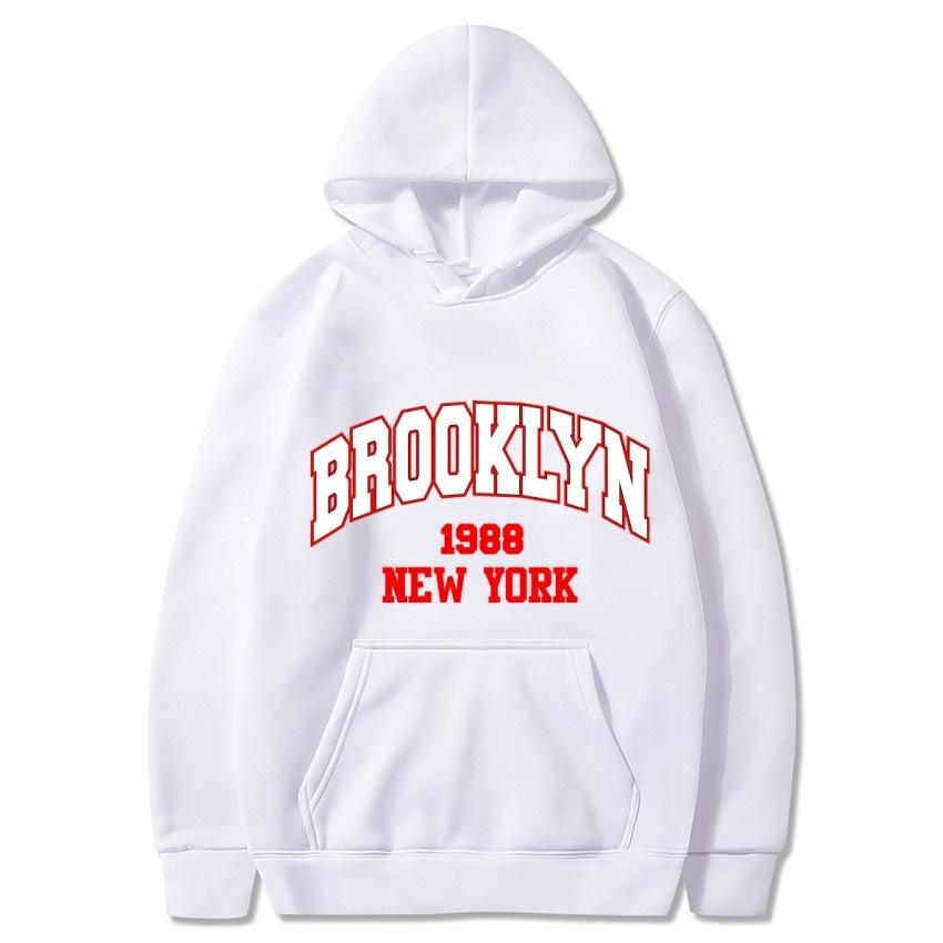 Autumn Winter Brooklyn1988 New York Printed Solid Color Hoodie Classic Coat Daily Casual Hoodie Street Sweatshirt Gift