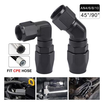 Black AN4 AN6 AN8 AN10 Aluminum Forged Type Swivel Hose End Fitting Adapter 45 Degree 90 Degree For Car CPE Oil Cooler Fuel Line