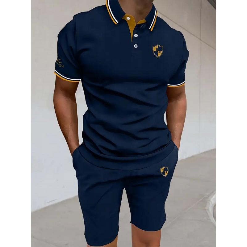 Mens Casual Loose Fit Polo Shirt With 3D Digital Print Short Sleeve Asymmetrical Design Wear