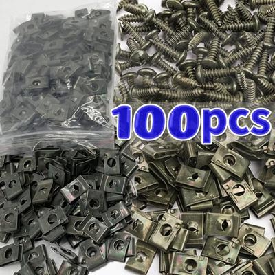 100/50/10 Stück U-Typ Metallklammern mit Schrauben für Auto und Motorrad Rostschutz Schneidschrauben Sortimentsset Autoschraubenbasis