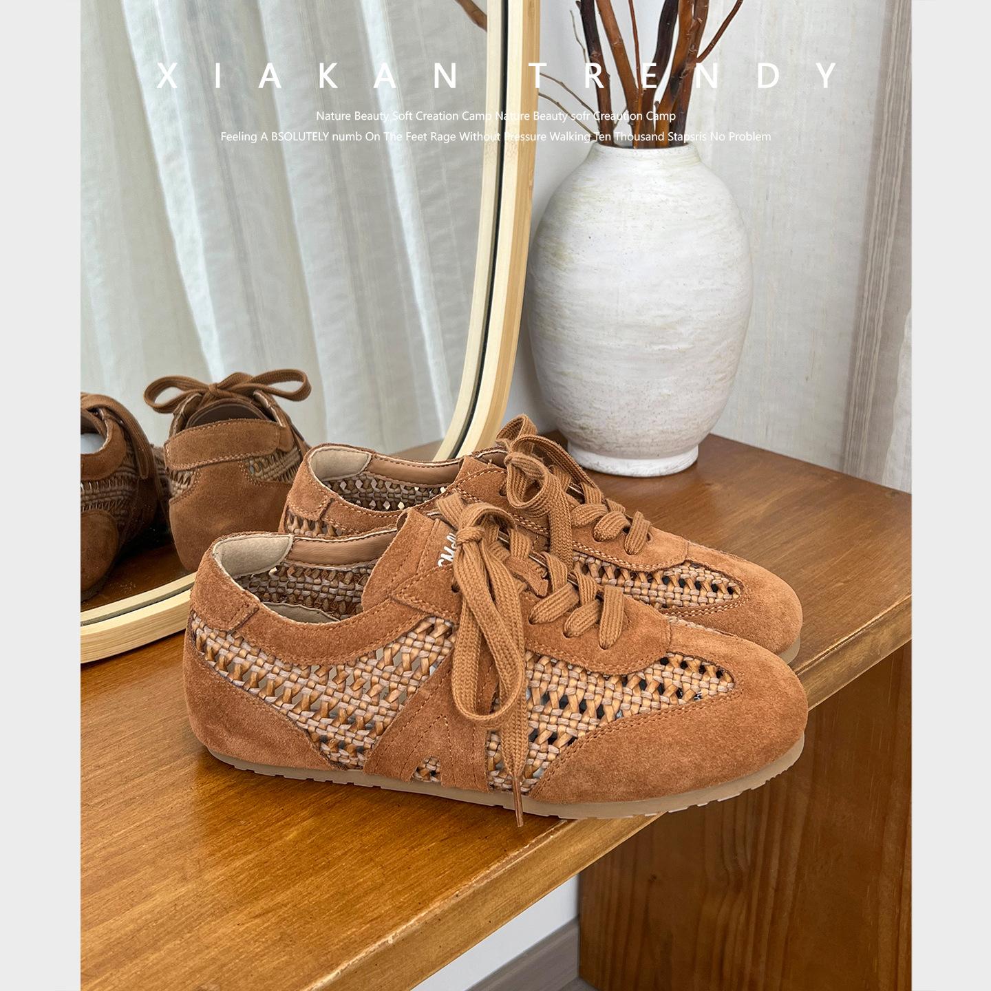

Lovanson~ 4cm~ Bohemian woven German training shoes women s 2025 summer breathable mesh shoes versatile casual shoes 40 хаки