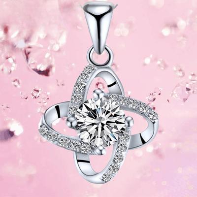 925 Sterling Silver Clover Necklace Pendant Korean Style Fashion Silver Jewellery Accessories
