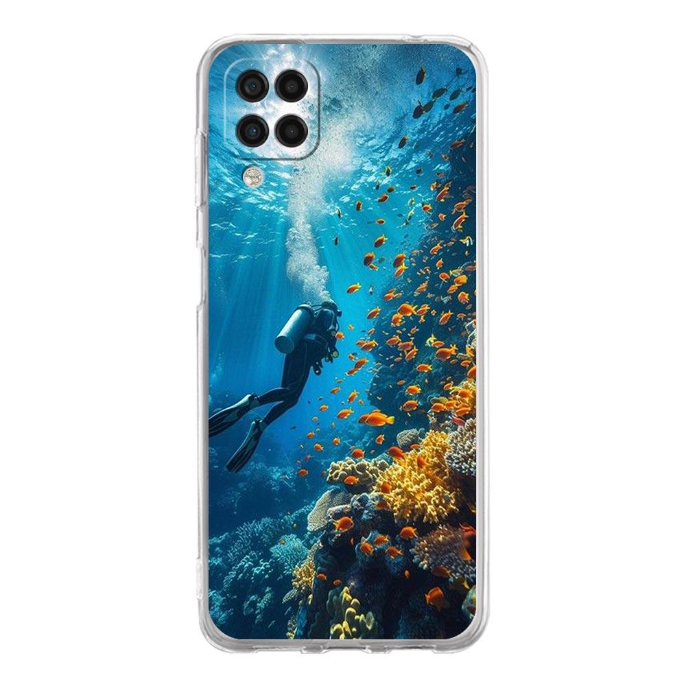 Phone Case For Samsung Galaxy A13 A33 A35 A55 A73 A53 A23 A51 A71 A21S A72 A31 A41 A05s A03S A15 A25 5G Clear Cover Diver Diving