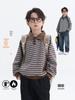 Boys' Fleece-Lined Striped Hoodie: 2025 Autumn/Winter Fashion, Thick Knitwear for Older Children