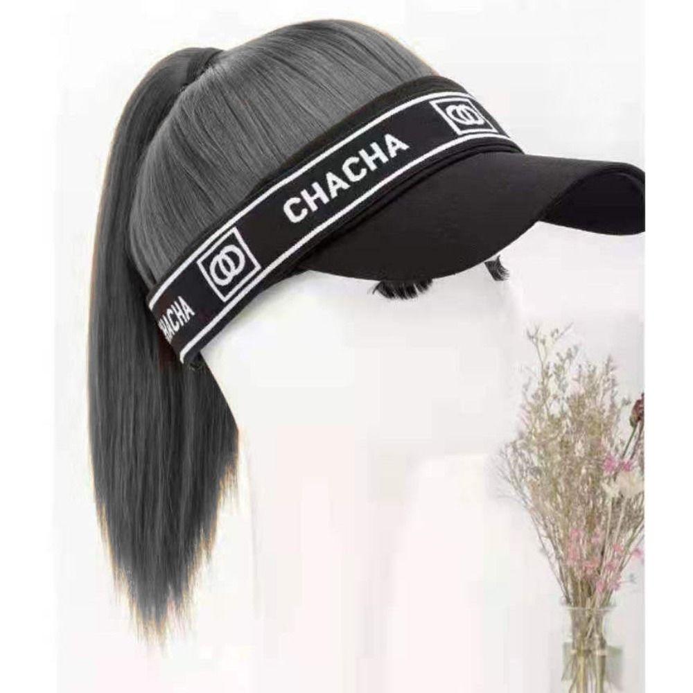 

Женская гольф бейсболка с отверстием для хвостика короткий прямой хвостик тень бейсболка парик искусственные волосы шляпа Natural Black-Black hat