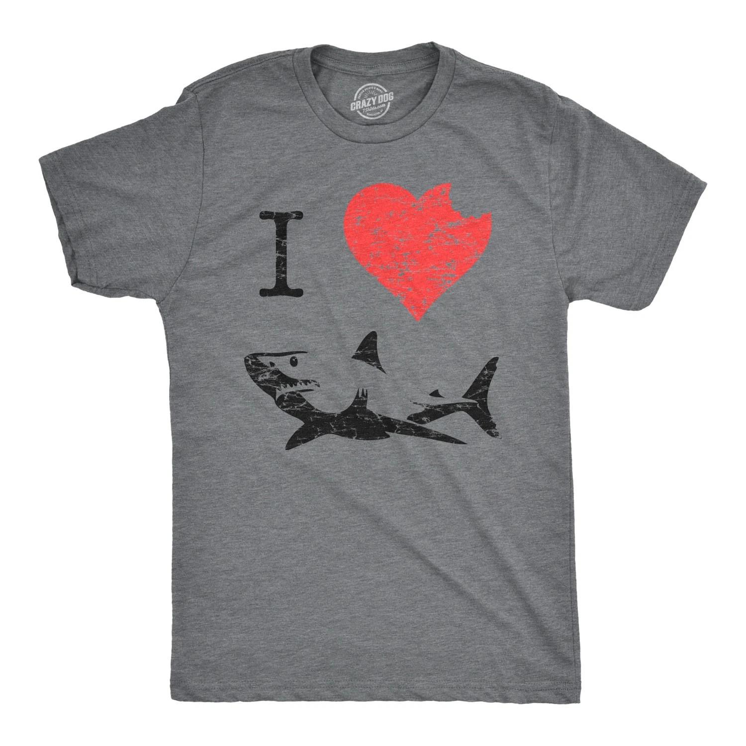 I Love Sharks T Shirt Daddy Shark Funny Graphic Tee Gift for Dad Vintage Tee XS