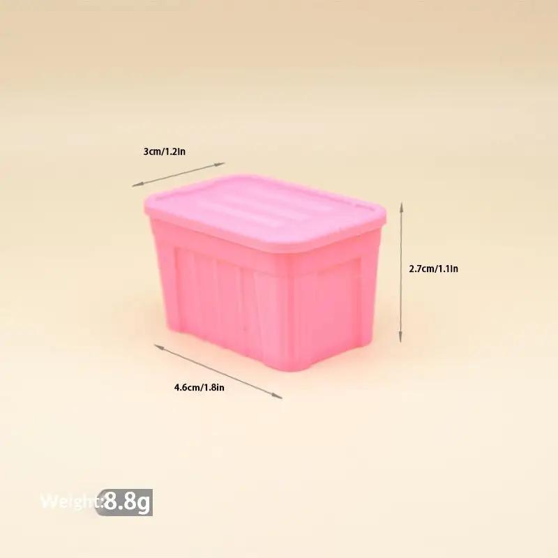 1Pcs Dollhouse Colorful Storage Box With Lid Model Mini Simulation Dolls House Micro Scene Home Decor Ornaments Decor Props-Toy