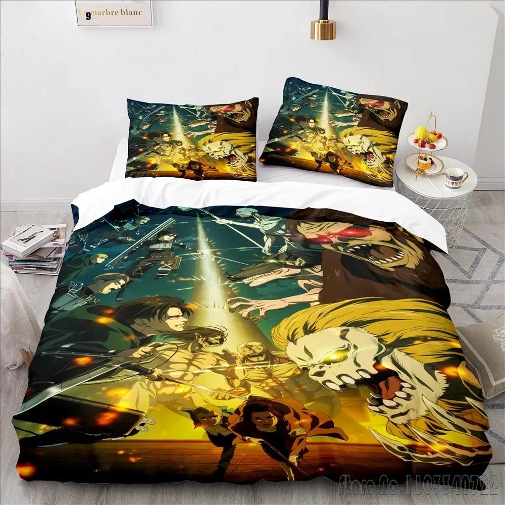 Anime Attack On Titan Cartoon Duvet Cover Set HD Comforter Cover for Kids Bedding Sets Bedclothes Bedroom Decor