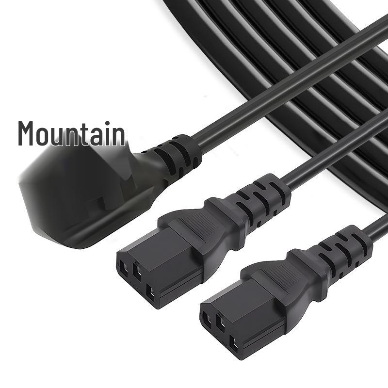 Pure Copper Dual Splitter Figure-Eight Power Cord, 1-to-2 National Standard Plug for Desktop & Monitor