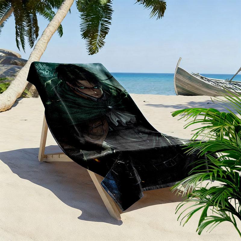 Attack on Titan Print Beach Towel, Large Soft Quick Dry Towel for Beach Camping Swimming