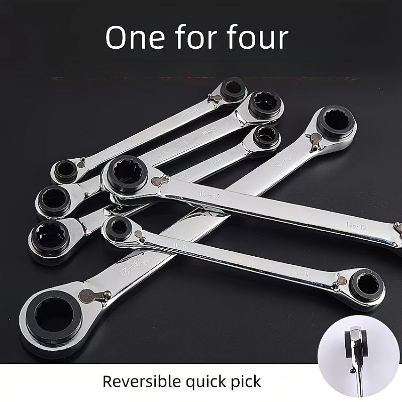 1 Top 4 72-gear Four-use Adjustable Ratchet Wrench, Fast Wrench CR-V Forged Waterproof Rust-proof, Chromium Vanadium Steel, Suitable for Electrical
