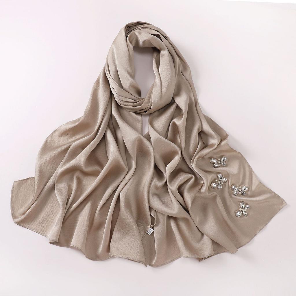 New Bubble Chiffon Butterfly Rhinestone Long Scarf For Women Ethnic Style