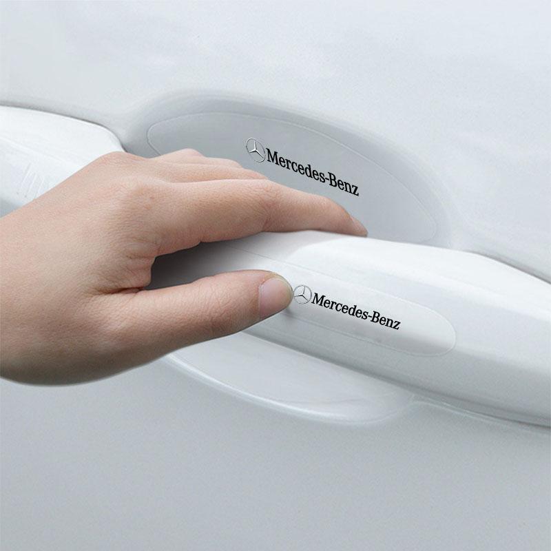 8Pcs Transparent Car Door Handle Bowl Anti Scratch Protective 3D Sticker For Mercedes Benz GLE GLC A B C E Class W176 W246 W205 W213 AMG