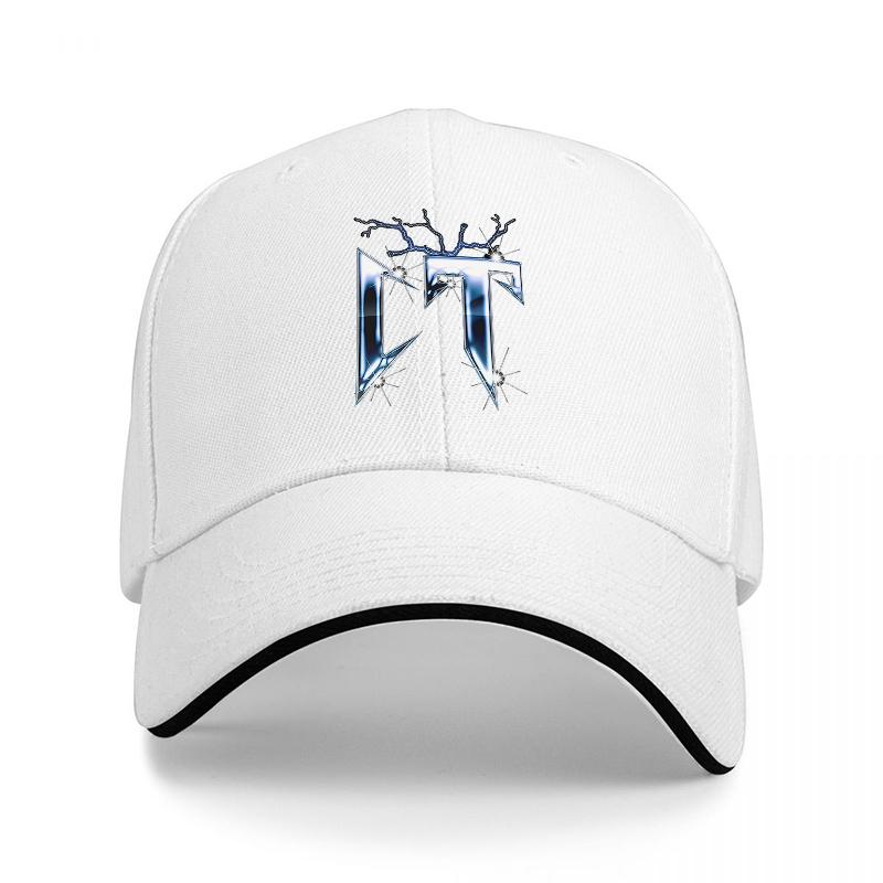 Thunder T Logo Black Baseball Cap with Blue Lightning Design and White Trim Adjustable Fit for Unisex and Women