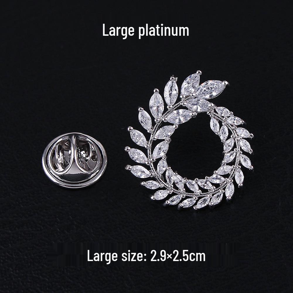 Elegant Zircon-Embellished Wheat Ear Brooch for Women