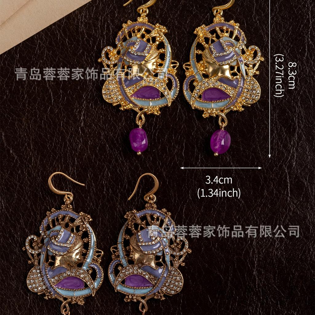 Vintage Niche Unique Earrings High-end European Antique Portrait