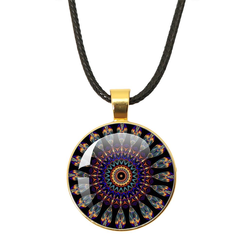 Beautiful Mandala Tree of Life Rope Chain Glass Pendant Necklaces for Women Yoga Mandala Necklaces Gift Charm Women Jewelry