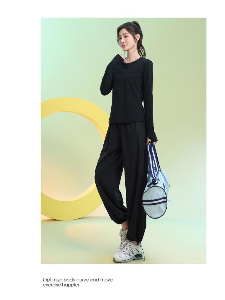 Women's Quick-Dry Slimming Sports Suit: Long Sleeve, Loose Fit for Running & Fitness