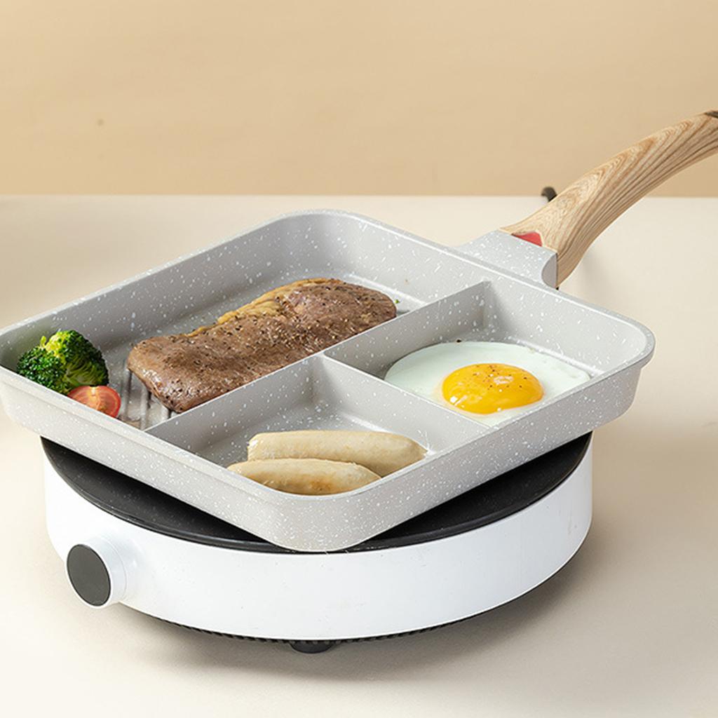 Multifunktionale Antihaft-Pfanne 3-Zonen-Grillpfanne Frühstückspfanne-Plancha Teiltopf Geeignet für-Gasherd Kochfeld
