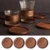 Set of 4 Wooden Drink Coaster Cup Coaster Round Wood Mats Pad Kitchen Placemats