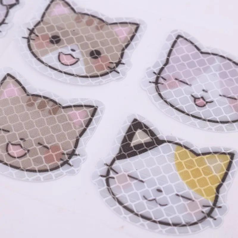 Car Reflective Kitten Stickers Creative Safety Warning Sticker Decals For Car Motorcycle Helmet Conputer Office Desk