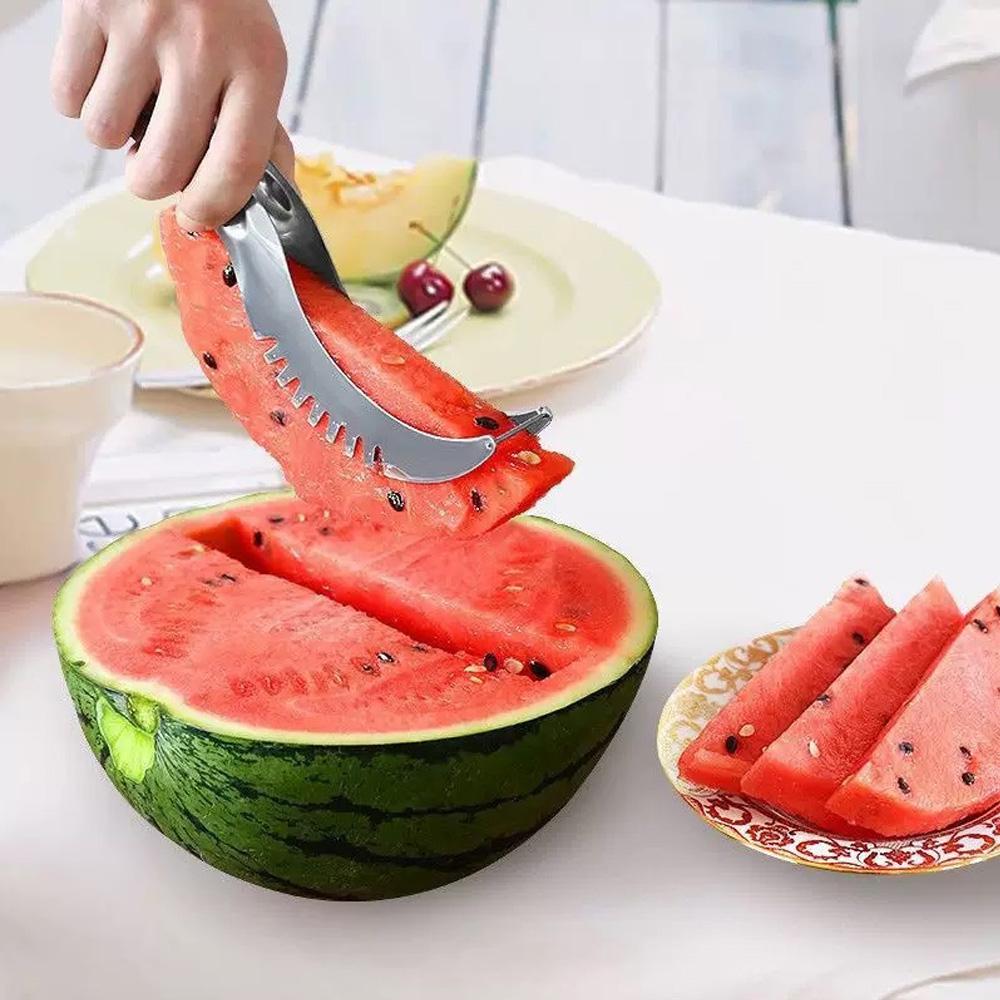 Stainless steel watermelon slicer and fruit slicer - straight blade for precise slicing, durable kitchen tool for safe and effic
