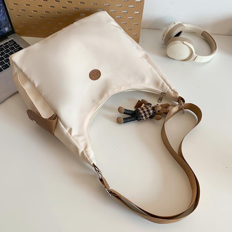 Canvas Bag Women's High End Versatile Niche Dumpling Bag Solid Color One Shoulder Crossbody Bag