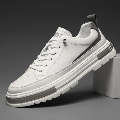 Neueste Herrenschuhe Mode Leder Sneaker Herren Freizeit Schnürung Bequem Outdoor Weiße Schuhe Plateau Gummi Marke Loafer Männlich