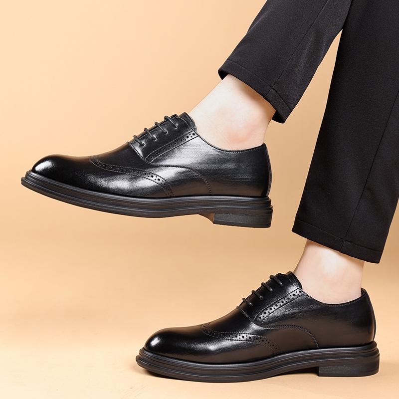 Brock Leather Shoes 8cm Breathable Business Dress Heightening Shoes Men's Soil 6cm Wedding Groom Men's Shoes