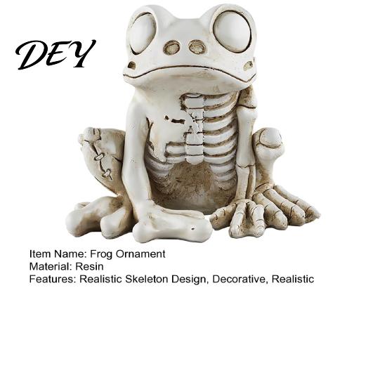 Resin Gothic Home Ornaments Halloween Skeleton Frog Figurine, Animal Bone Statue for Bar Haunted Oddity Curiosities Decor House, Spooky Ornament,
