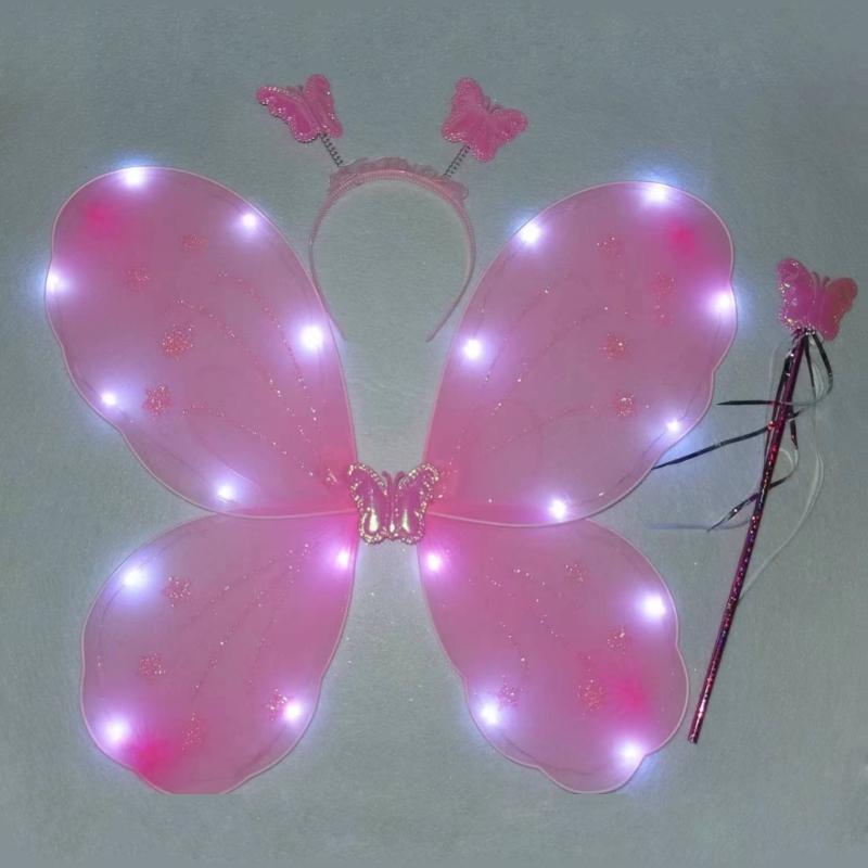 Scintillante Carina Sognante Fata Principessa Angelo Bacchetta Farfalle Ala Cerchietto Festa di Compleanno Halloween Cosplay Costume Accessorio