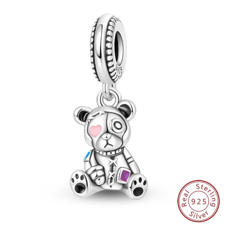 Copper Cute Flower Bear Cute Rose Bear Charms Pendants Fit Original Bracelets Diy Birthday Jewelry Gift