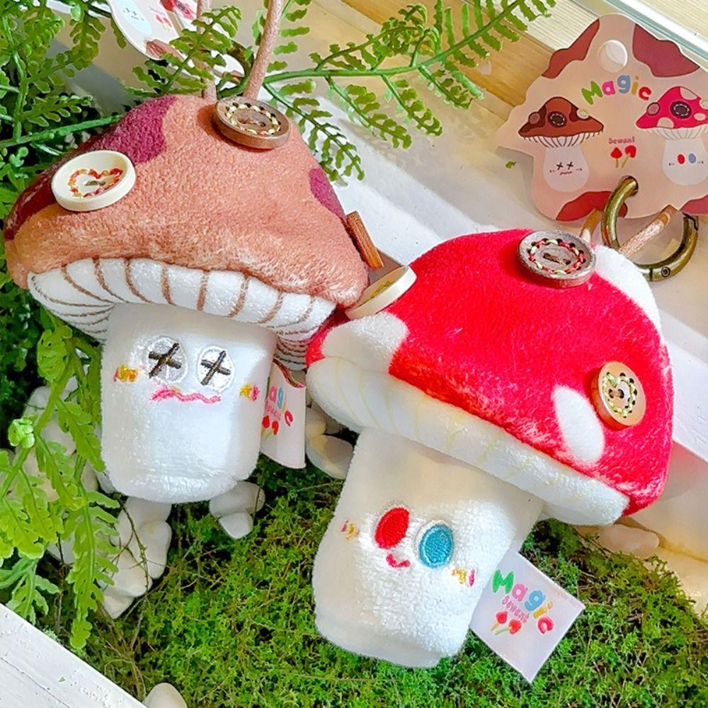 

Collection Mushroom Plush Keychain Fluffy Plush Coin Purse Couple Friends Gift червоний