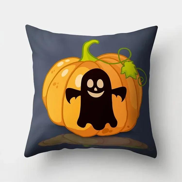 Halloween Witch Ghost Pumpkin Printing Catable Is Suitable for Family Living Room Sofa Room Decoration Pillow Sleeve
