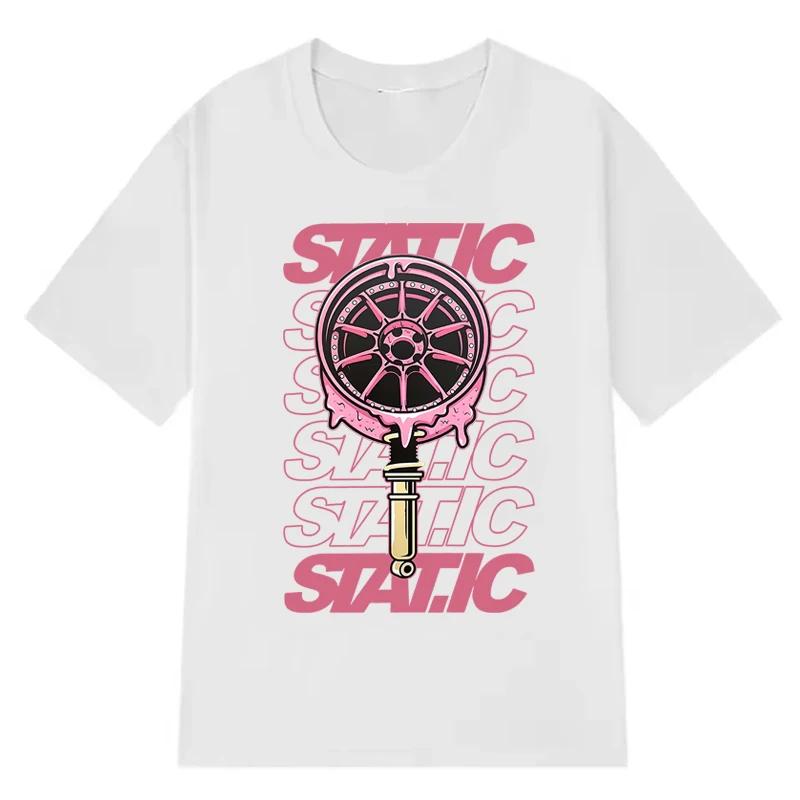 Static Print Tshirts Summer Casual Tops for Women Fashion Streetwear Oversize Y2K Unisex ONeck Short Sleeve Tops Tshirts