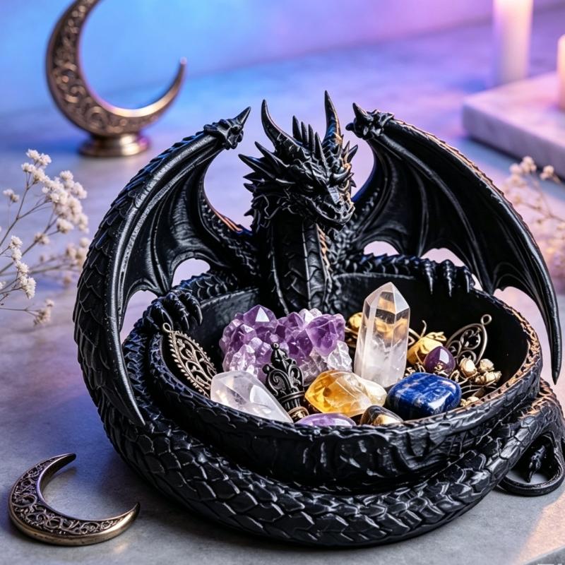 Dragon Trinket Dish Display Dish 4.65 In Jewelry Tray for Desks and Dressers, Small Article Bowl for Earrings and Necklaces