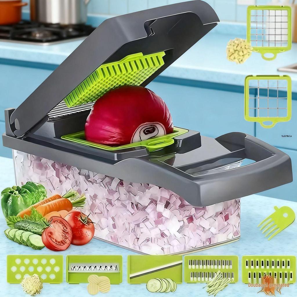 Multi-functional Vegetable Cutter & Potato Peeler Set: Slicer, Shredder, Dicer, Grater, Kitchen Gadget.