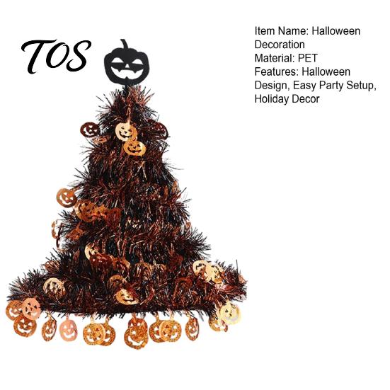 Festive Gathering Supplies Halloween Witch Hat Pumpkin Decor, Metallic Rain Curtain Door Hanging Ornament for Indoor Outdoor Decorations Party, Spooky
