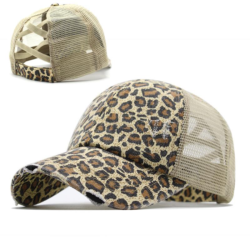 Washed Retro Light Version Elastic Band Cross Ponytail Baseball Net Cap Baseball Cap Cap One Piece