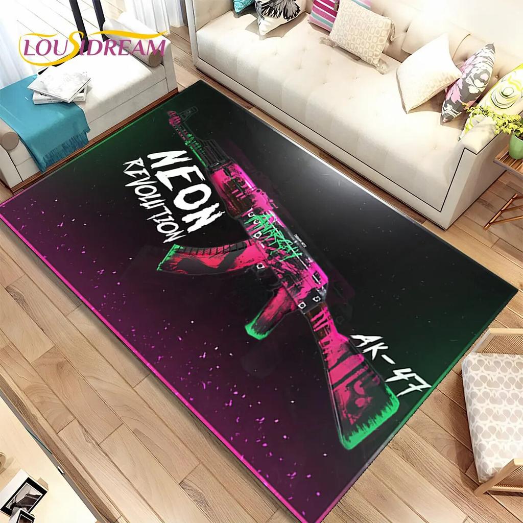 3D-Spielbereichsteppich, Sturmgewehr, Pistole, CS M4 AK USP, Teppich für Zuhause, Wohnzimmer, Schlafzimmer, Sofa, Fußmatte, Dekor, rutschfeste Bodenmatte