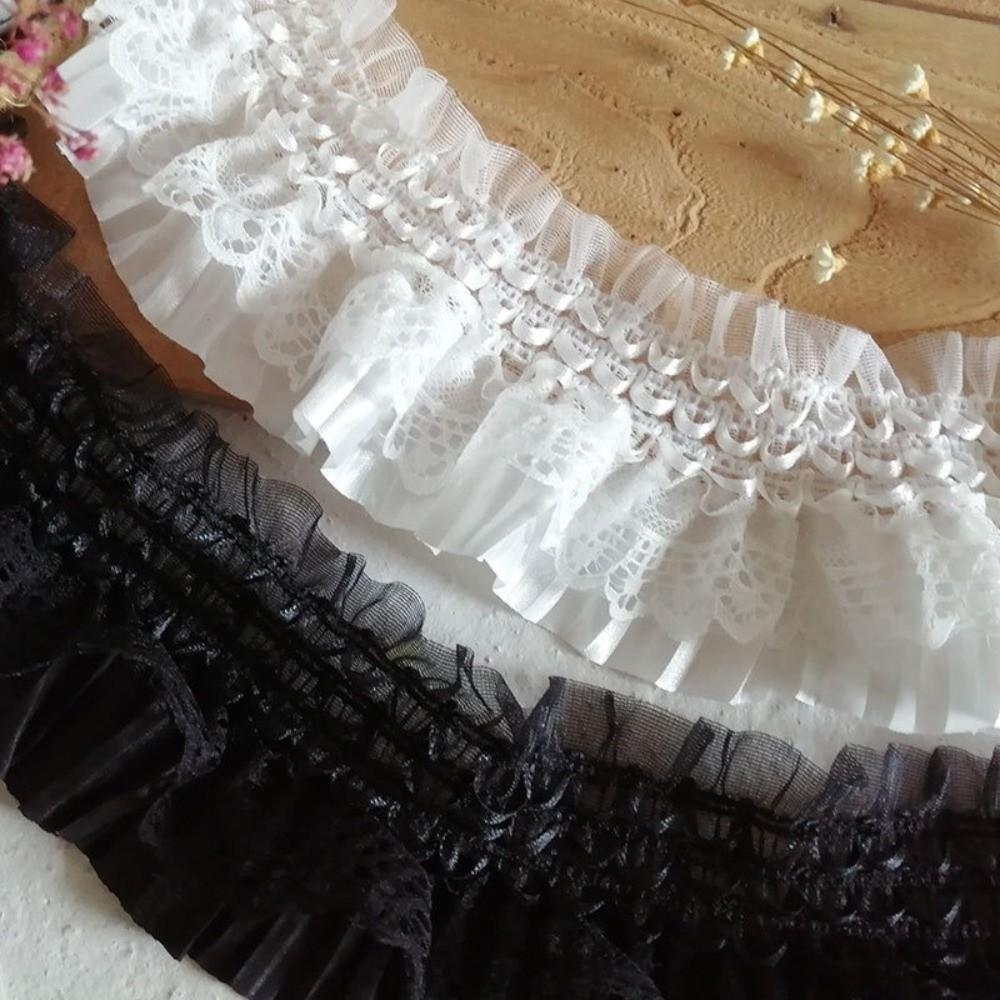 Elastic Lace Fabric Ruffle Trim Stretch Lace Vintage Embroidery Lace  for Sewing Clothing
