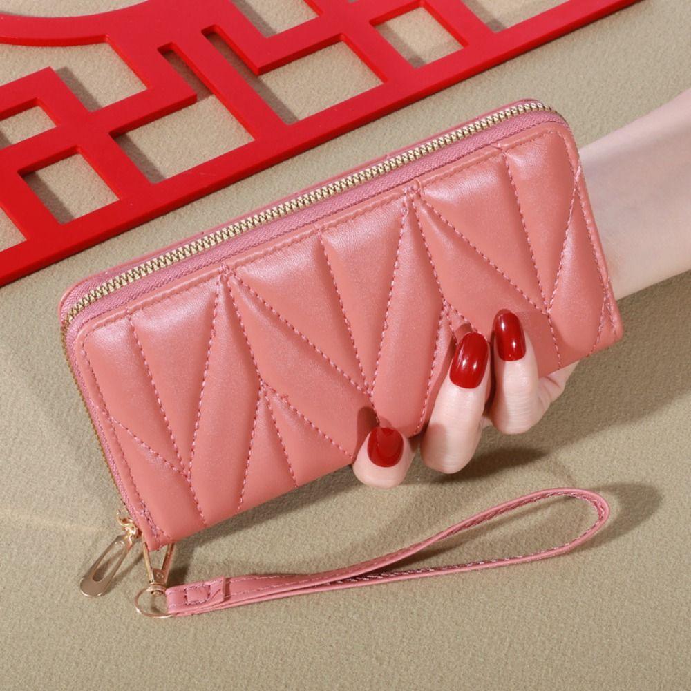 Solid Color Lady Wallet Long Quilted Clutch Bag Fashion Women's Wallet  Card Holder