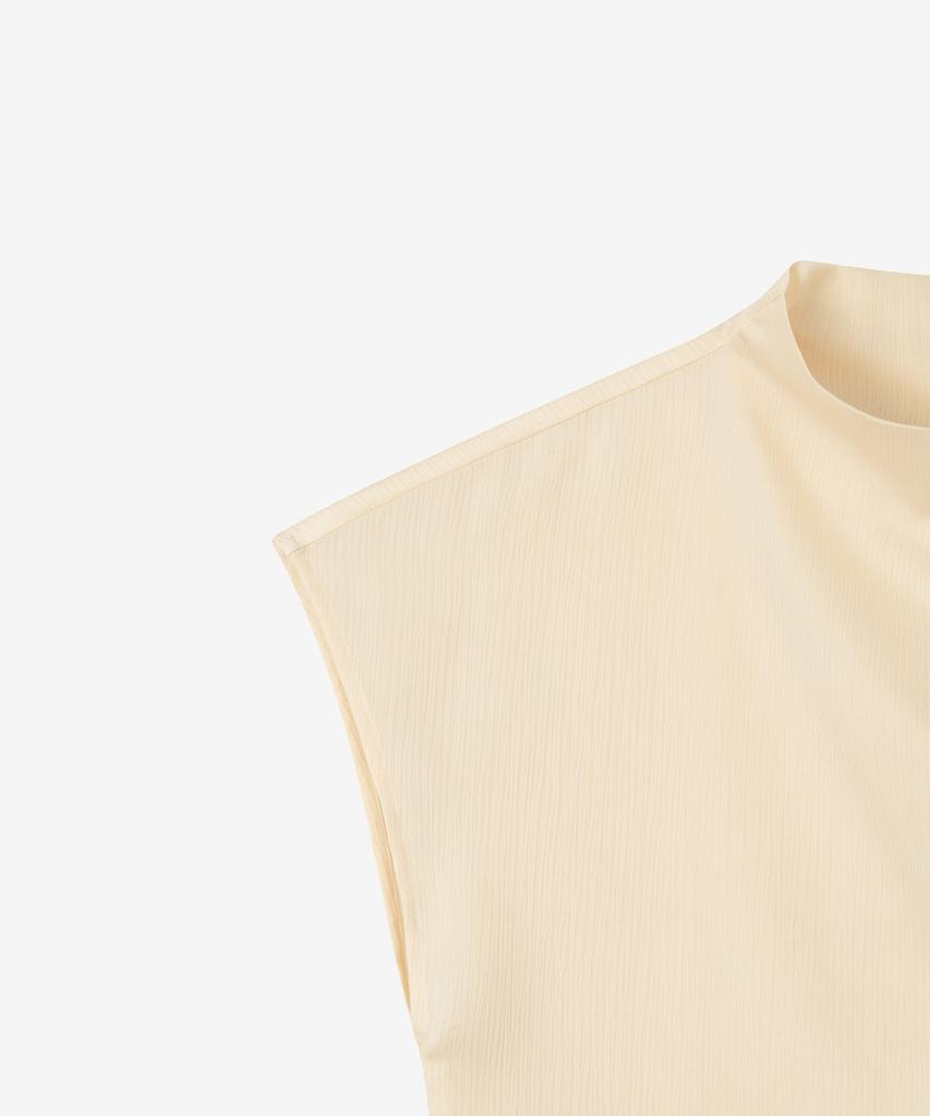 BASIKA Mock Neck Blouse (Beige)