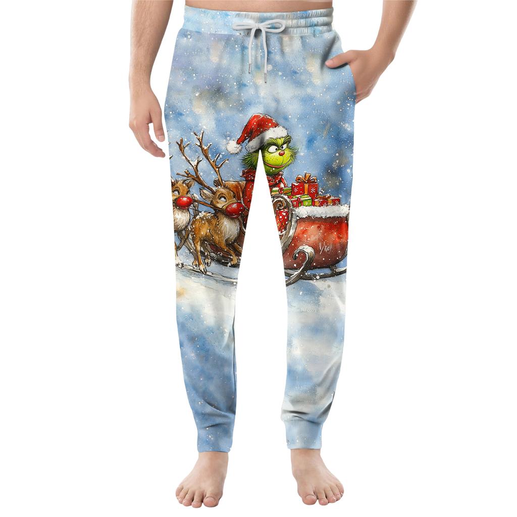 Men's Drawstring Pocket Cuffed Casual Pants Home Sleep Pants