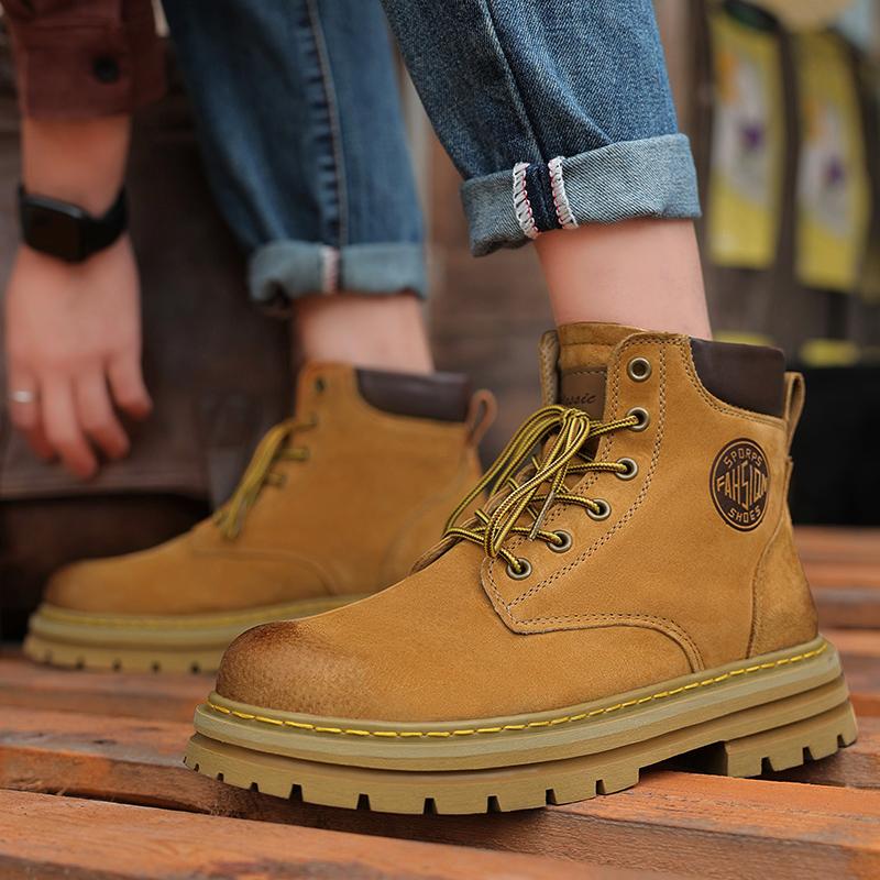 Mode Stiefel Herren High Top Stiefel Herren Lederschuhe Wintermode Plüsch Warme Schuhe Outdoor Damen Schnürstiefel Rutschfest Knöchelstiefel Männlich