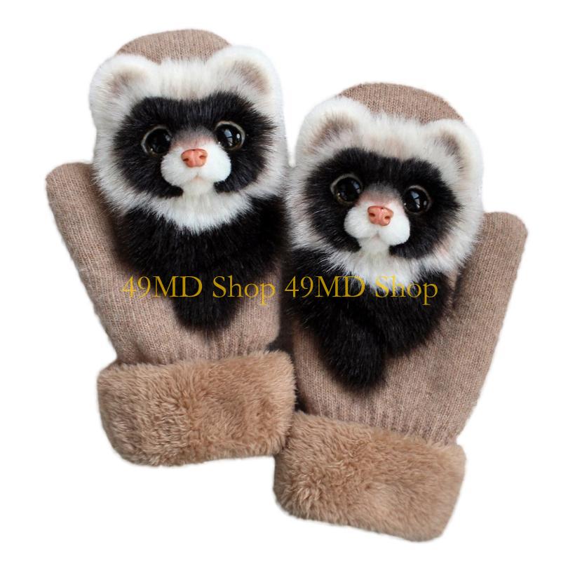 49MD Cartoon Gloves Kids Plush Gloves Mitts Kid Gloves Animal Knit Gloves Winter Mittens Children Gloves