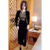 2024 Sequin Waist-Hugging Velvet Dress - Round Neck, Long Sleeve, Elegant Style for Women